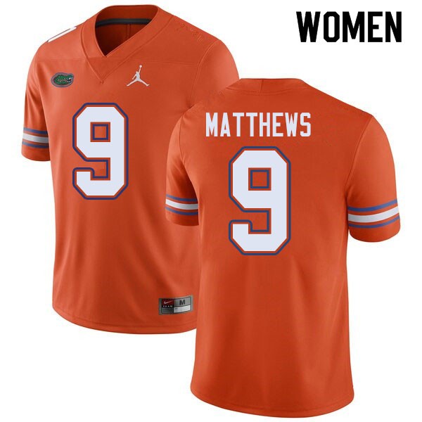Jordan Brand Women #9 Luke Matthews Florida Gators College Football Jersey Orange